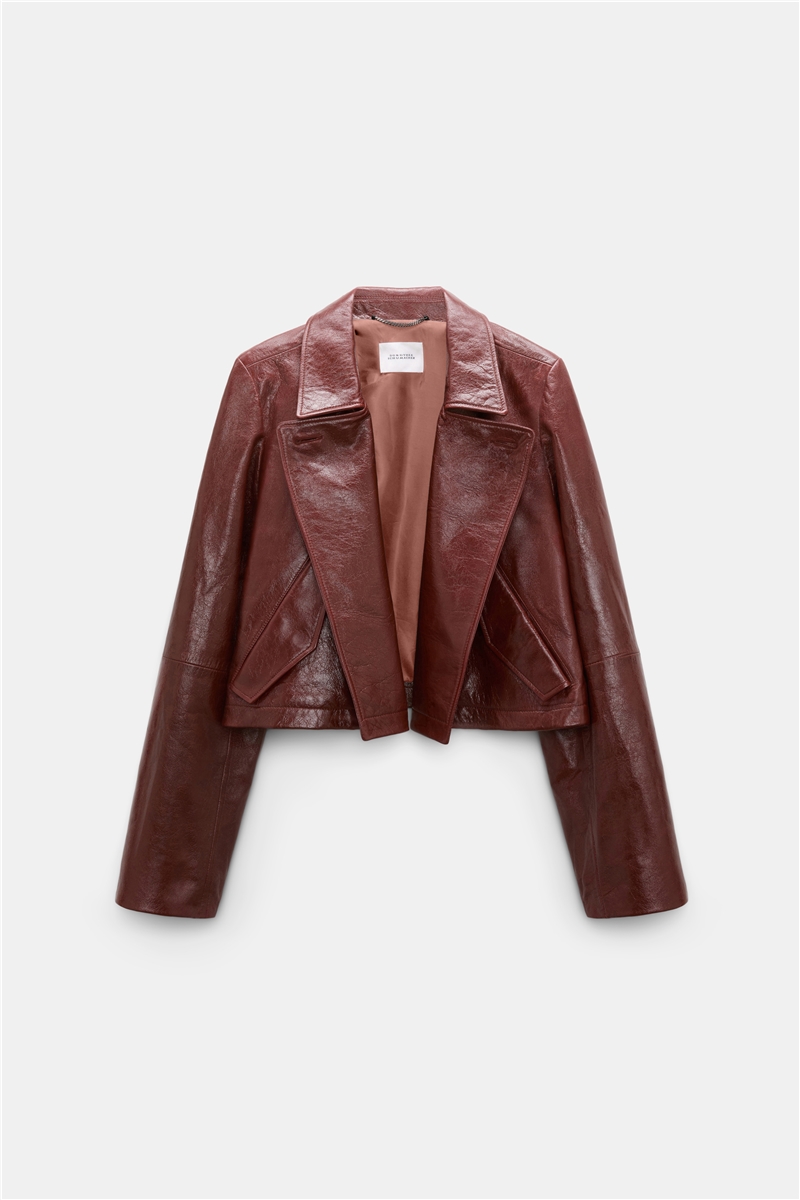 Dorothee Schumacher - BROKEN SHINE Jacket Marsala | Boxy Lederjacke aus Lammleder mit Vintage-Finish