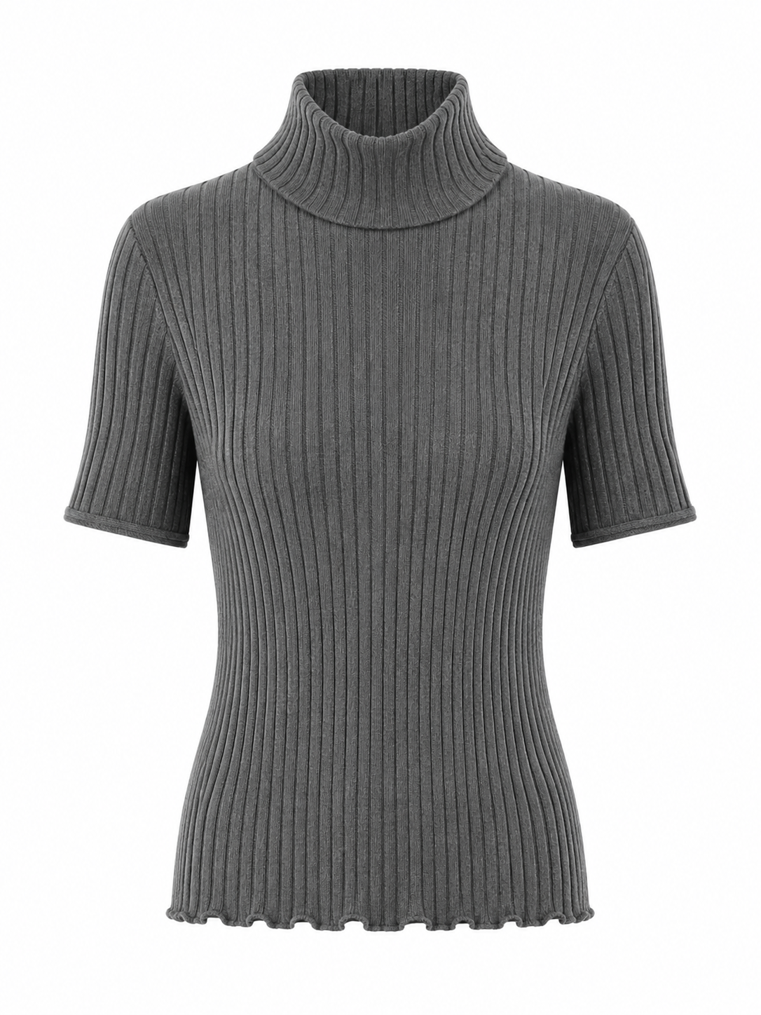Uli Schneider - Rippstrickpullover Graphit mit Turtleneck