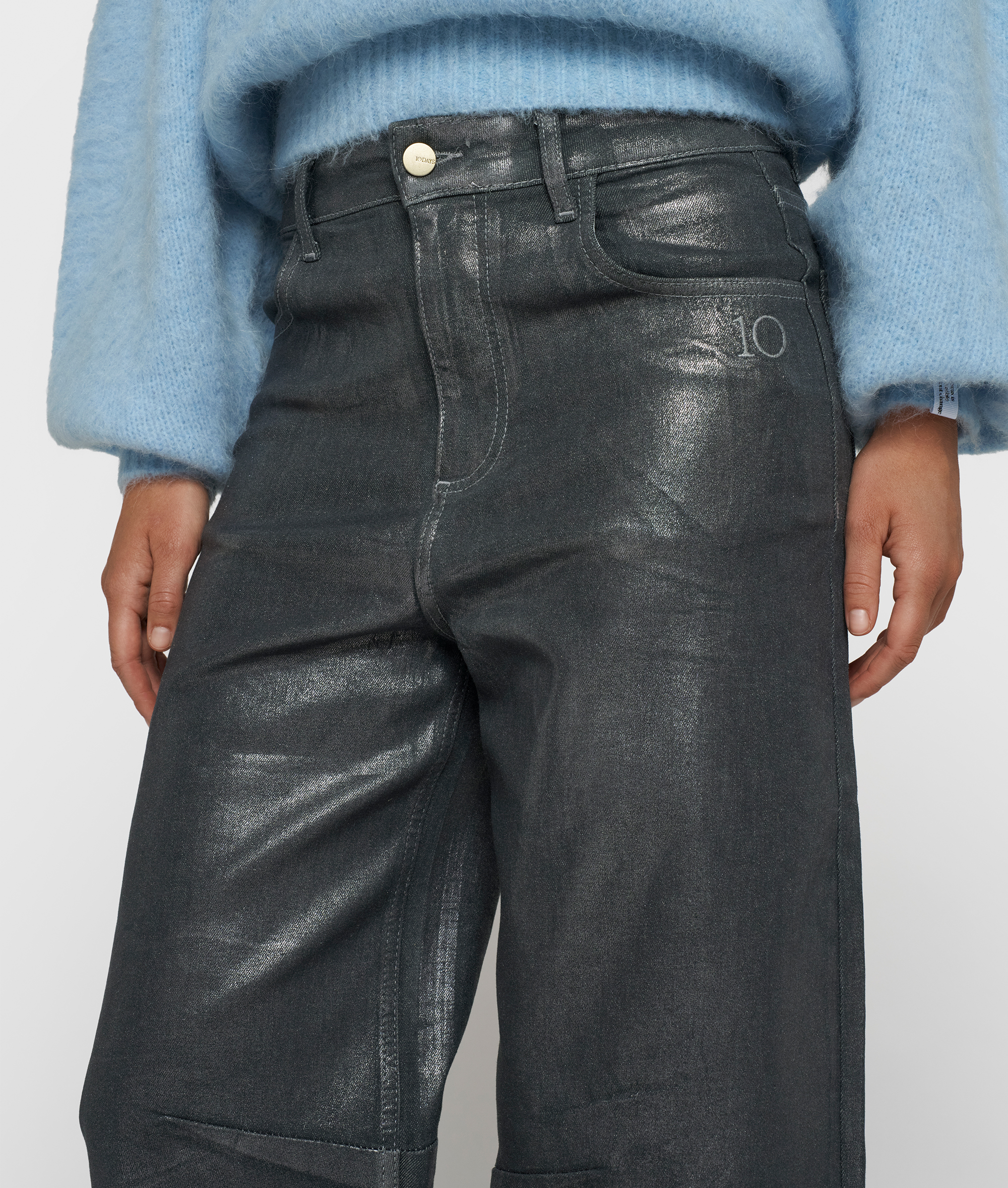 10DAYS - Jeans Silber mit Metallic-Beschichtung und Western