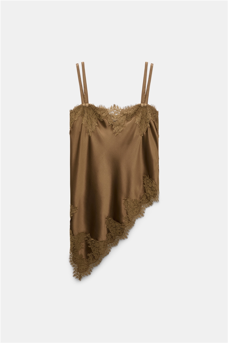 Dorothee Schumacher - Seidentop Sense of Shine Braun mit Spitze