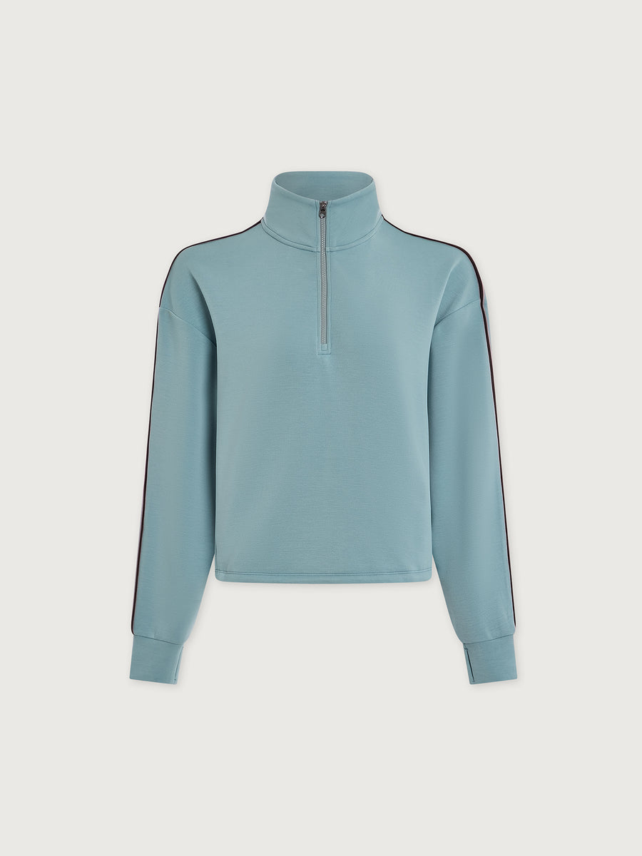 Varley - Sweatshirt Tourmaline Sian Piped Half-Zip mit kurzem Schnitt