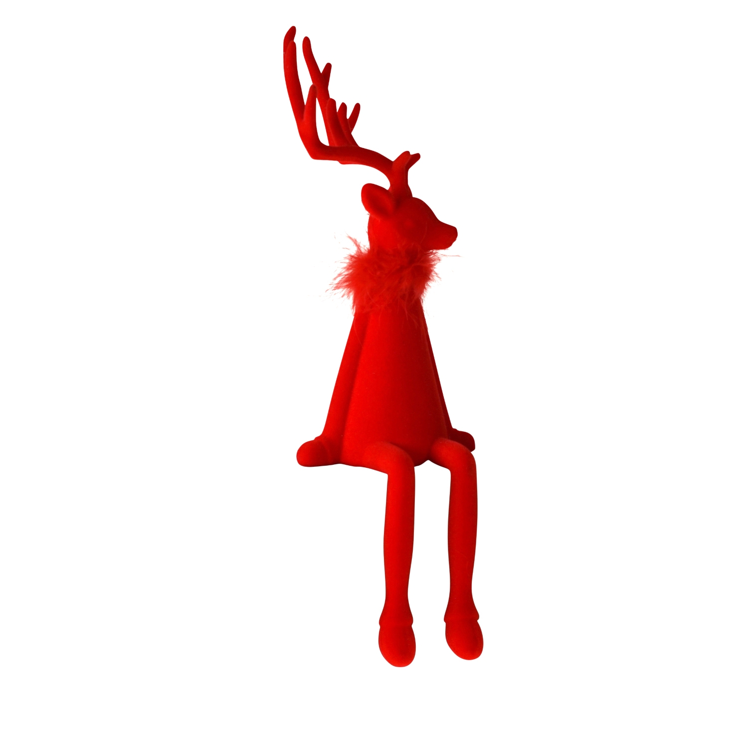 Kantenhocker Hirsch – Rot, beflockter Kunststoff, 10 × 13 × 40 cm