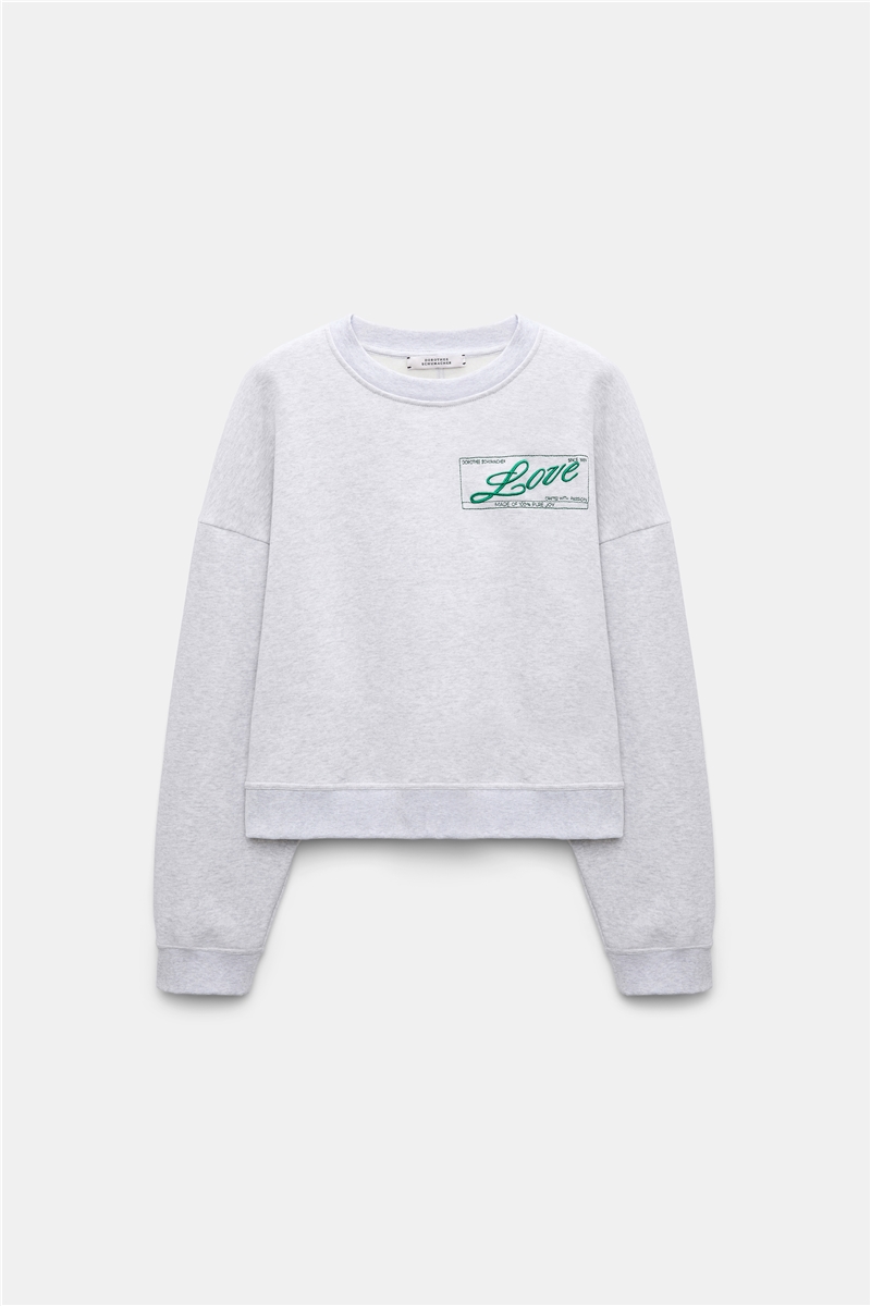 Dorothee Schumacher - Sweatshirt Lässige Coolness Oyster Grey mit LOVE-Stickerei