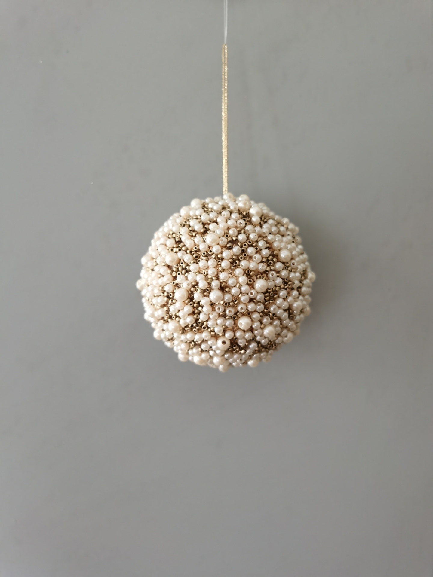 Perlenkugelornament Champagner, 10 cm