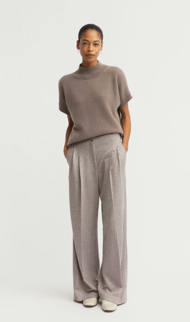 Iris von Arnim - Halbarm-Pullover Taupe aus Cashmere und Seide