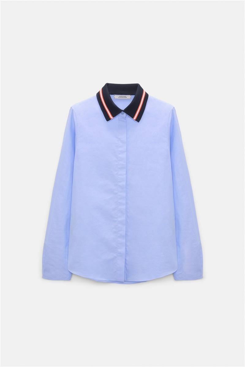 Dorothee Schumacher - Bluse mit abnehmbarem, gestreiftem Polokragen aus Baumwoll-Oxford oxford blue