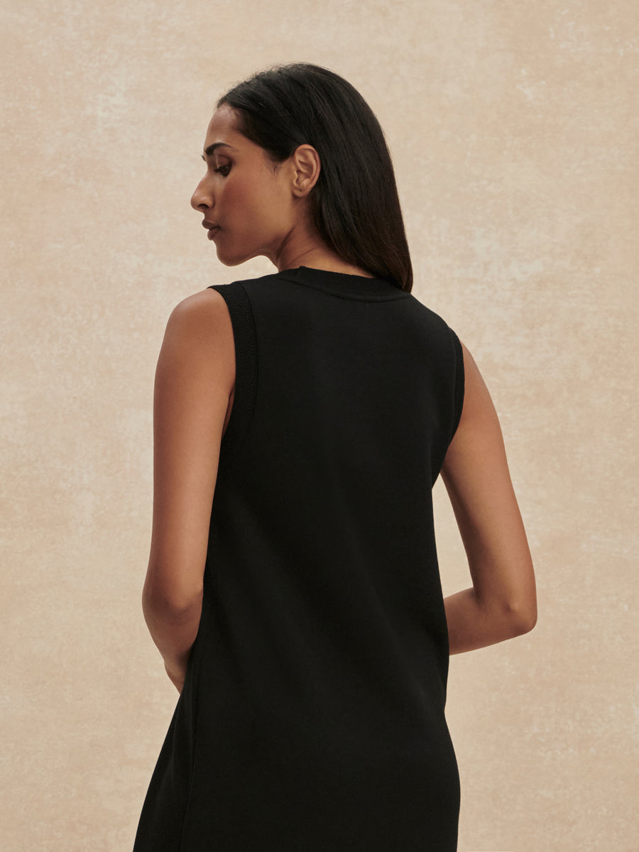 Varley - Midikleid Schwarz aus DoubleSoft® mit Seitenschlitzen