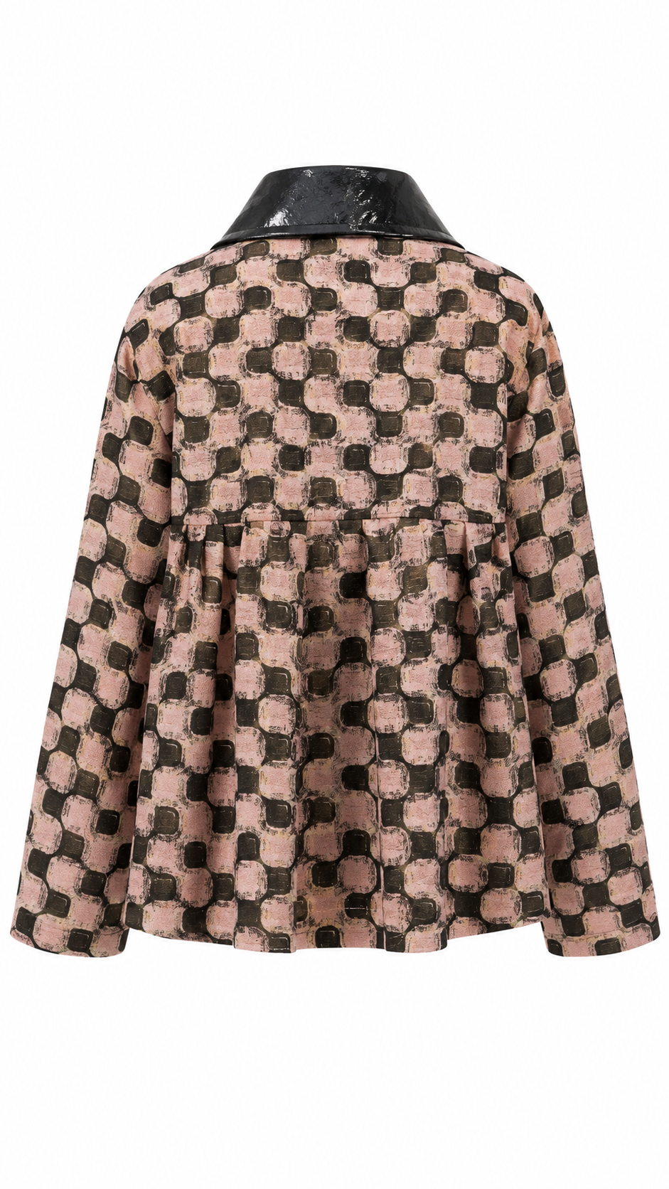 ODEEH -  Jacke mit Retro-Muster und Lackkragen