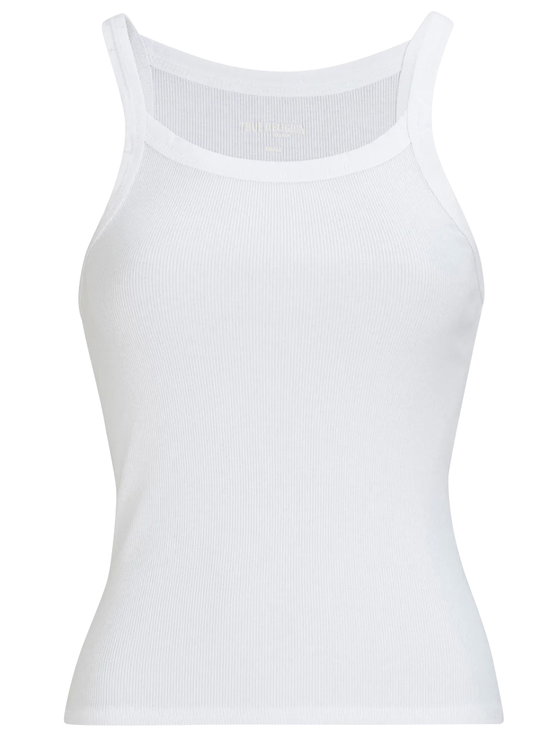 True Religion - Rib Tank Top mit schmalen Trägern weiß