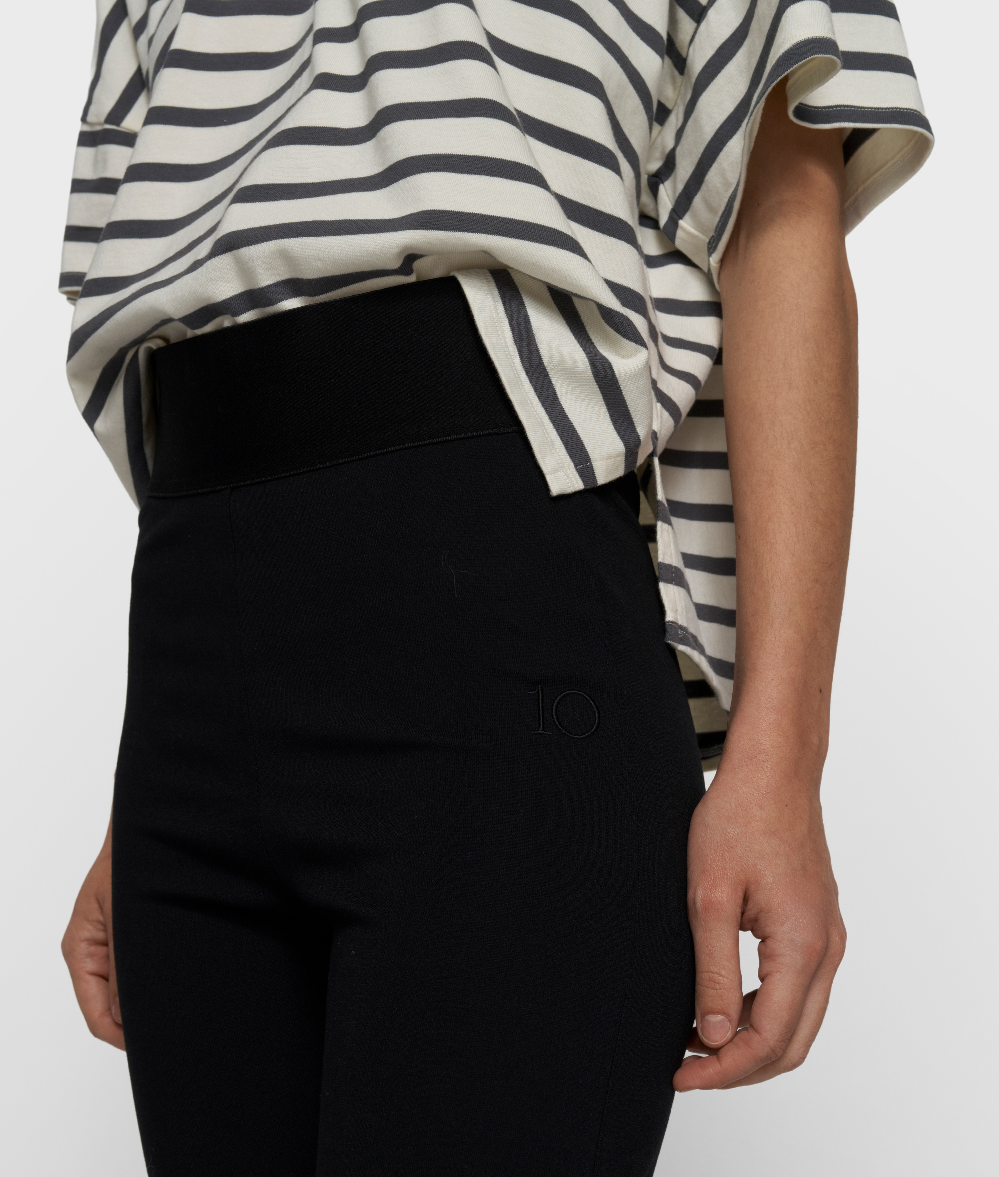 10 Days - Flare Punto Pants Schwarz High Waist