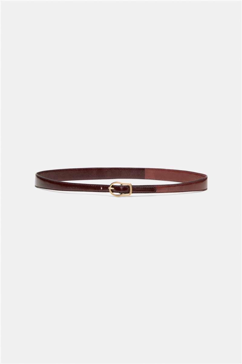 Dorothee Schumacher - CRACKLE SHINE Skinny Belt | Schmaler Ledergürtel aus Crinkle-Lackleder mit Signature-Schnalle