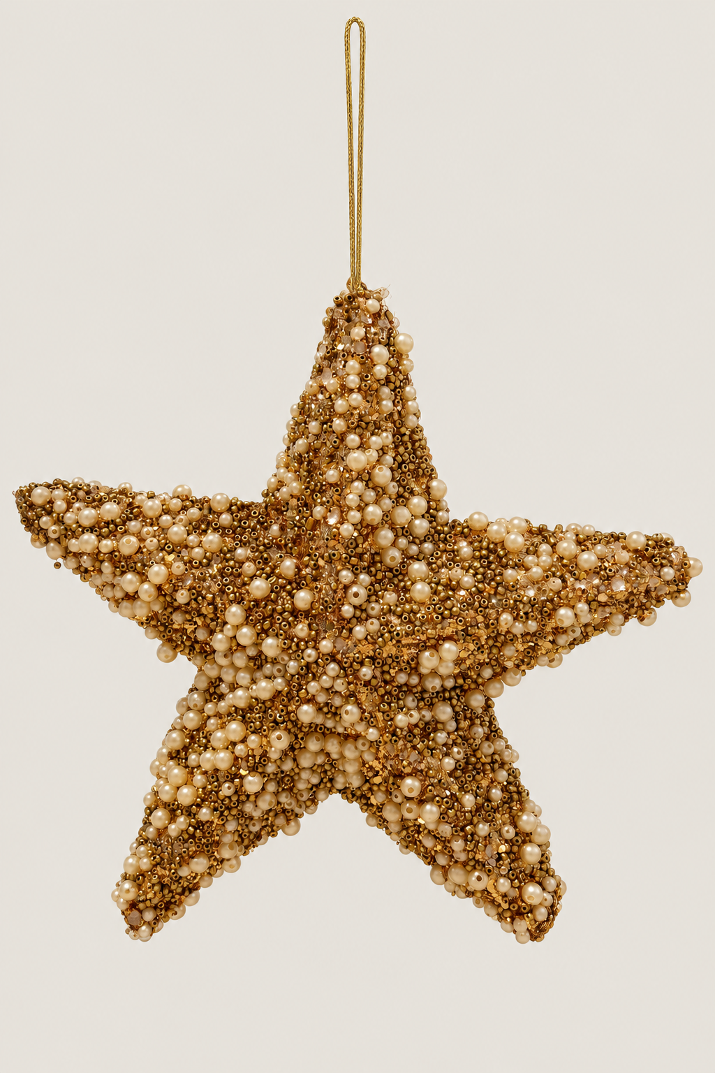 Perlen-Stern-Ornament Champagner, 20 cm