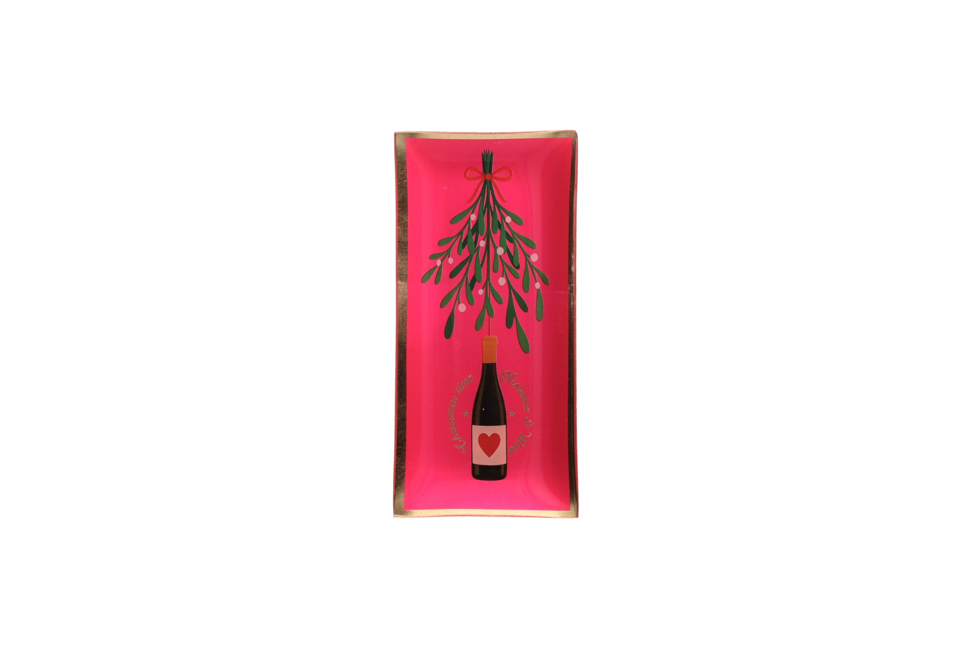 Gift Company - Love Plates Glasteller Mistelzweig Wine Hot Pink 21 cm
