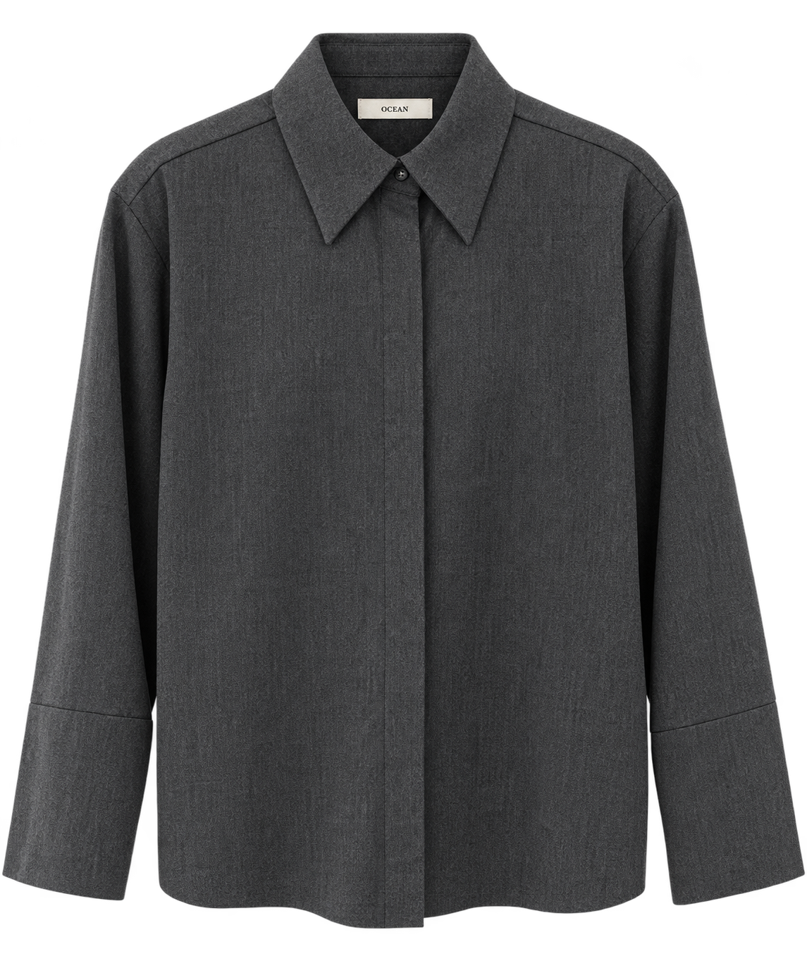 Odeeh - Flanellbluse Granit aus Schurwollmix