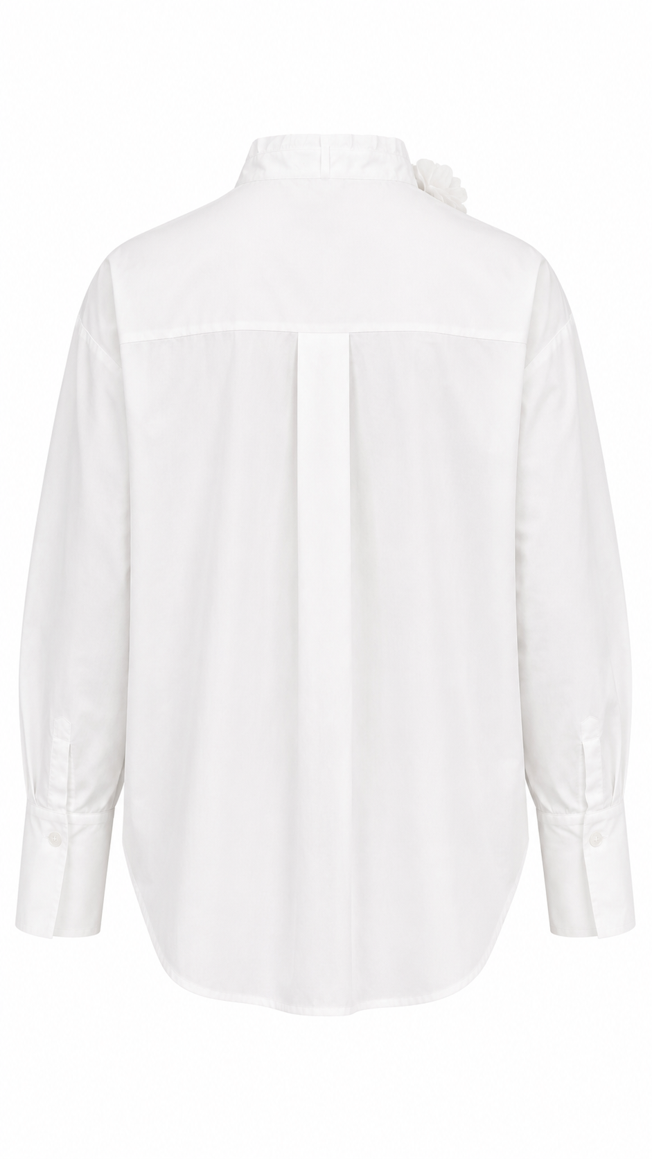 van Laack - Baumwollbluse Weiß Stehkragen mit Blume