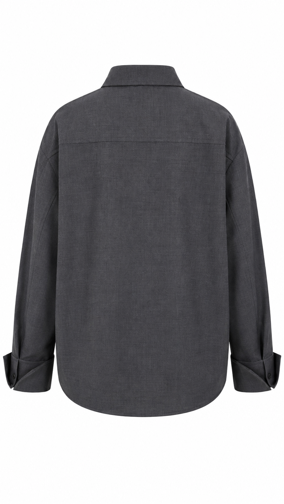 ODEEH - Cool Wool Bluse Granit mit asymmetrischer Knopfleiste und Raffung