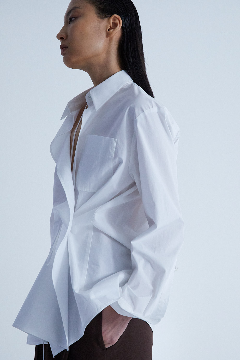 Uli Schneider - Cotton Volant Bluse Weiß Baumwoll-Stretch