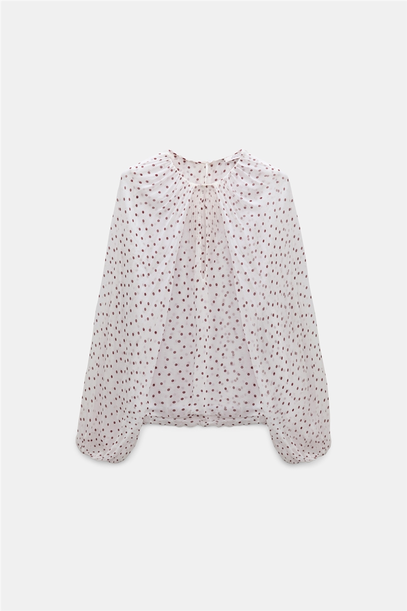 Dorothee Schumacher - Bluse Small Bordeaux Polka Dot Viskose-Georgette Volumenärmel