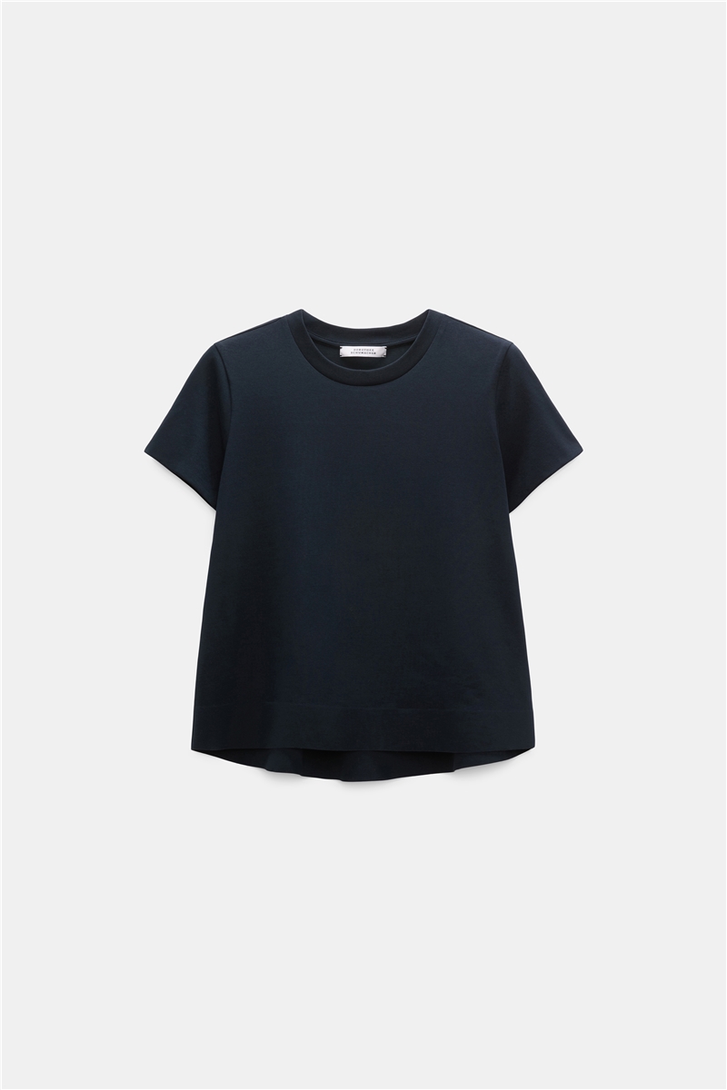 Dorothee Schumacher - ALL TIME FAVORITES Shirt Dark Navy | Flared T-Shirt aus Stretch-Baumwolle mit moderner Silhouette