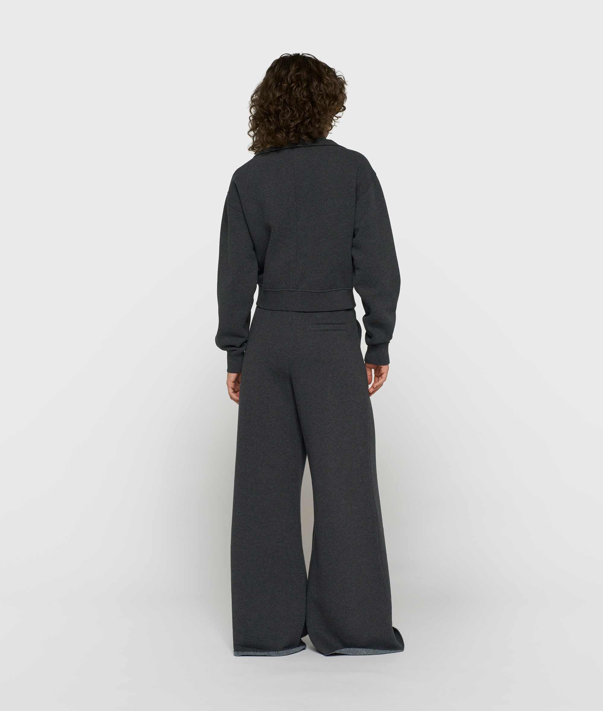 10DAYS - Jogger Anthrazit meliert mit weitem Bein aus Baumwoll-Fleece