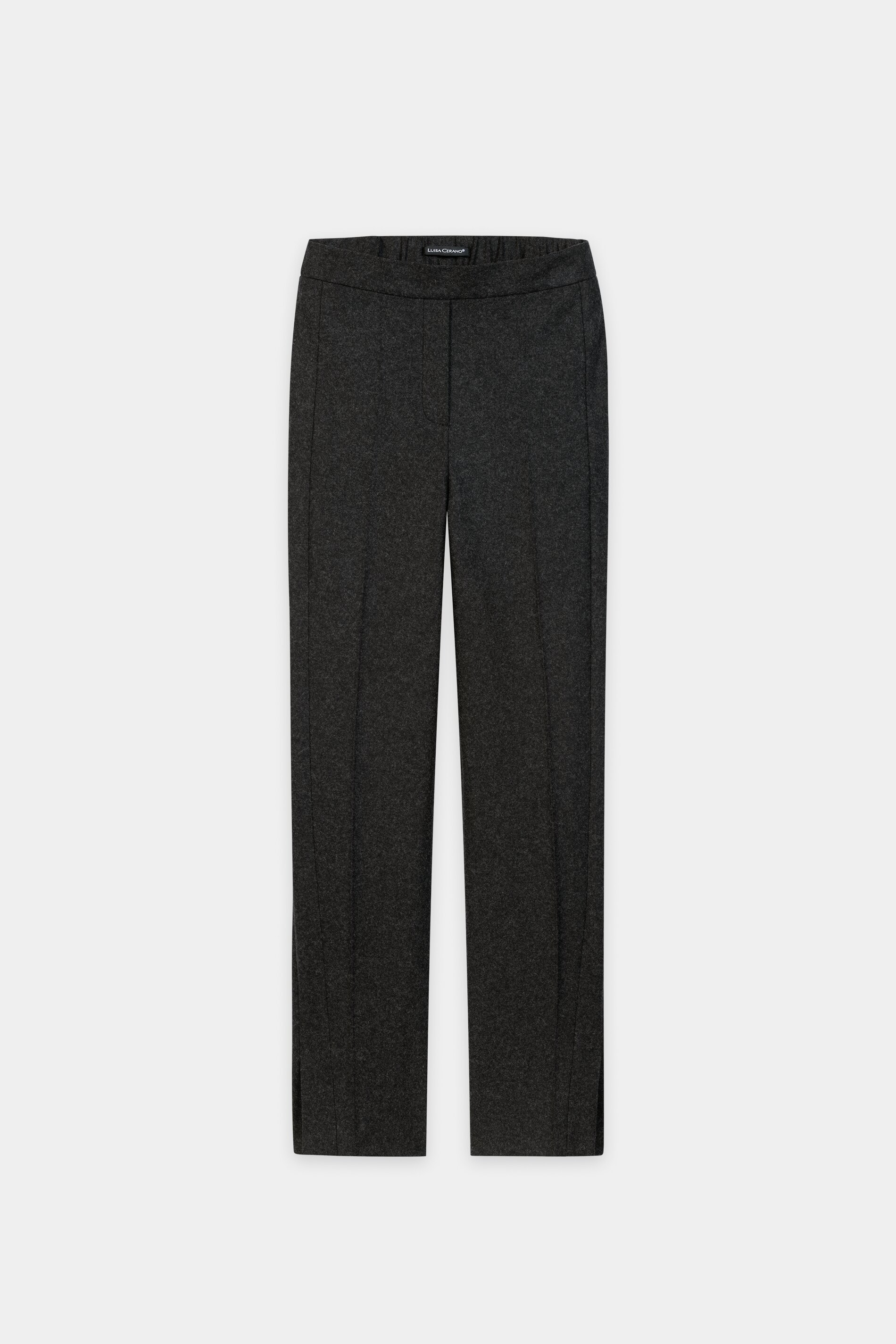 Luisa Cerano - Wide-Leg-Hose Anthrazit aus Wollflanell-Jersey