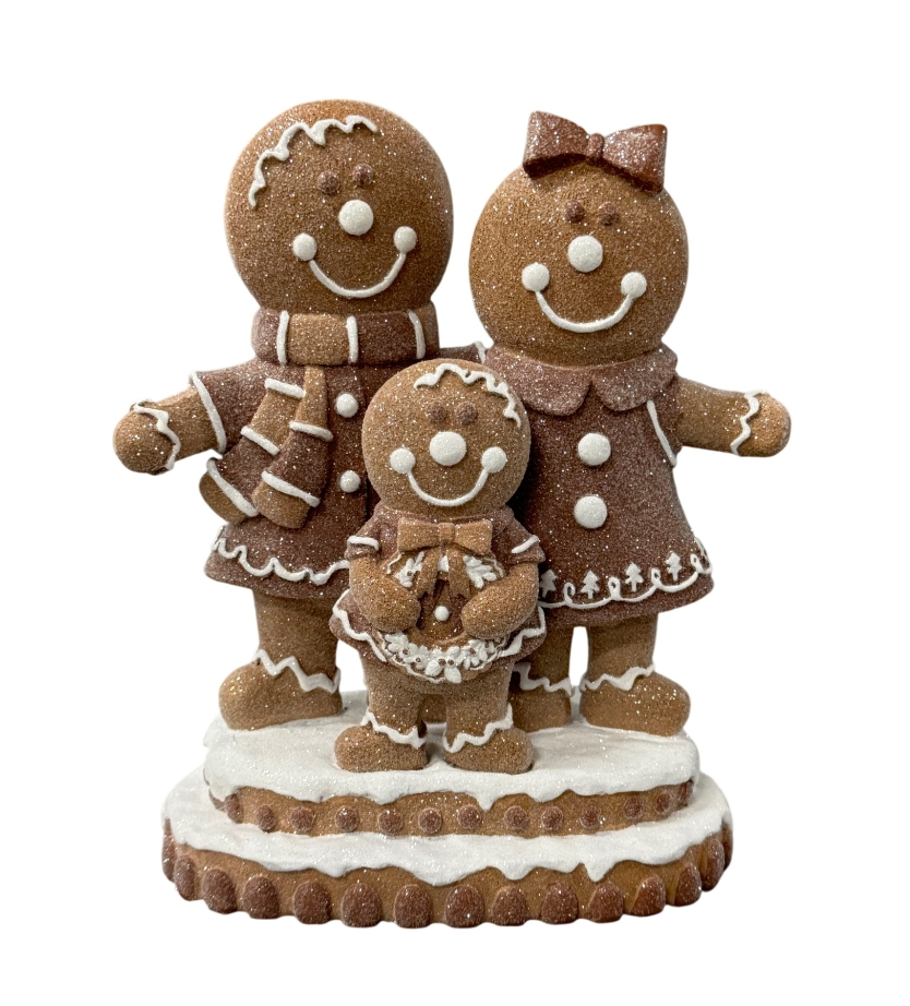 Deko-Family Schoko im Lebkuchen-Design Braun-Weiß, 26 cm