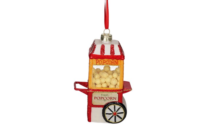 Gift Company - Weihnachtsanhänger Popcorn-Maschine rot Glas 13,2 cm