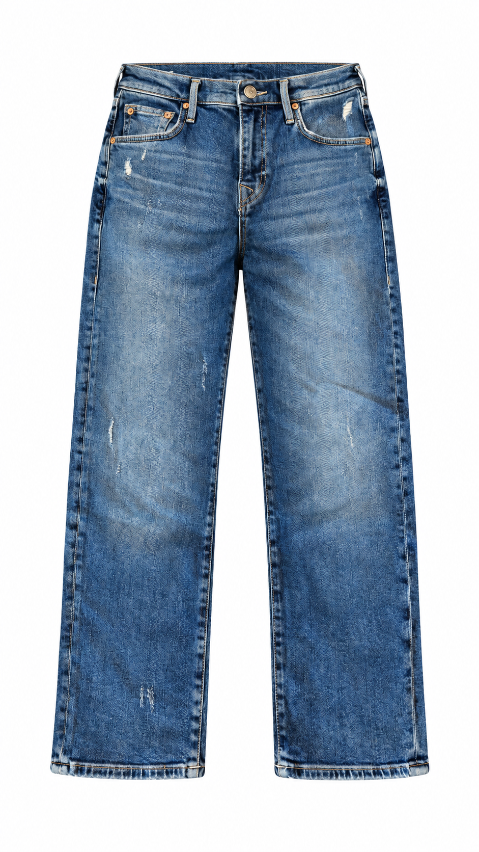 True Religion - Hope Bow Leg Jeans mittel-dunkelblau mit Destroyed-Details