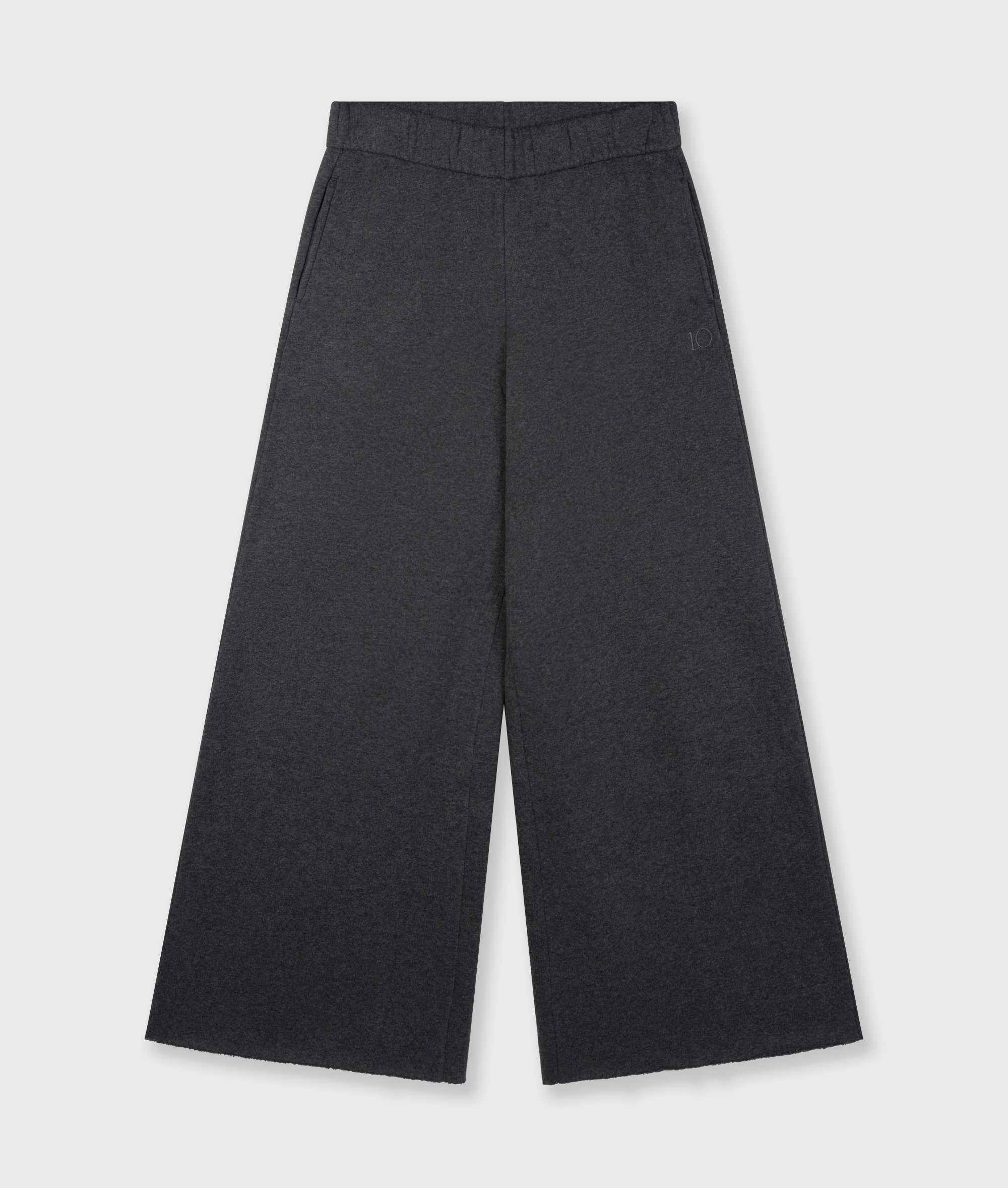 10DAYS - Jogger Anthrazit meliert mit weitem Bein aus Baumwoll-Fleece
