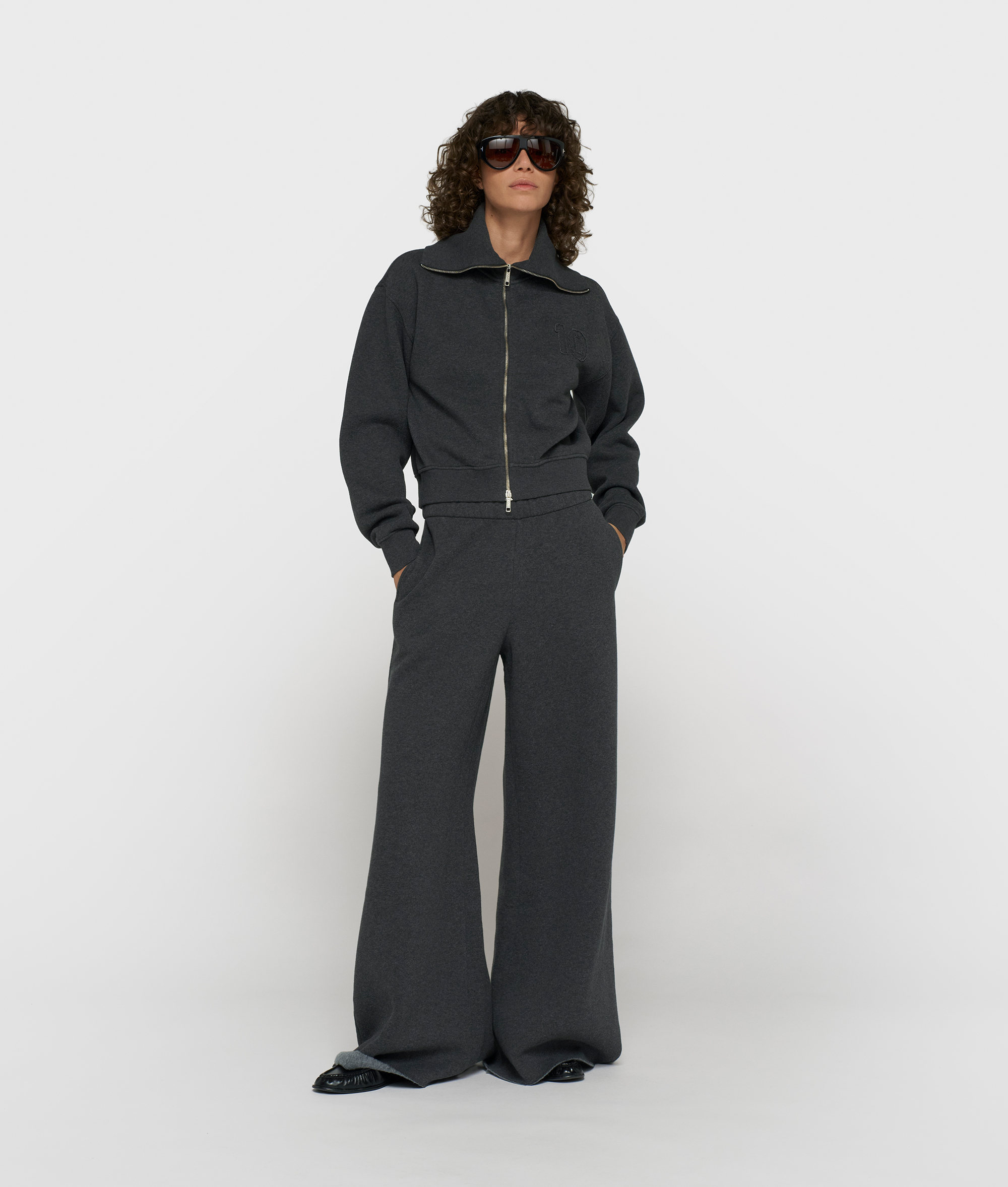 10DAYS - Sweatjacke Anthrazit meliert aus Foam Fleece mit Zwei-Wege-Reißverschluss