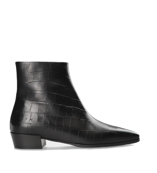 Copenhagen - Croco Ankle Boots schwarz