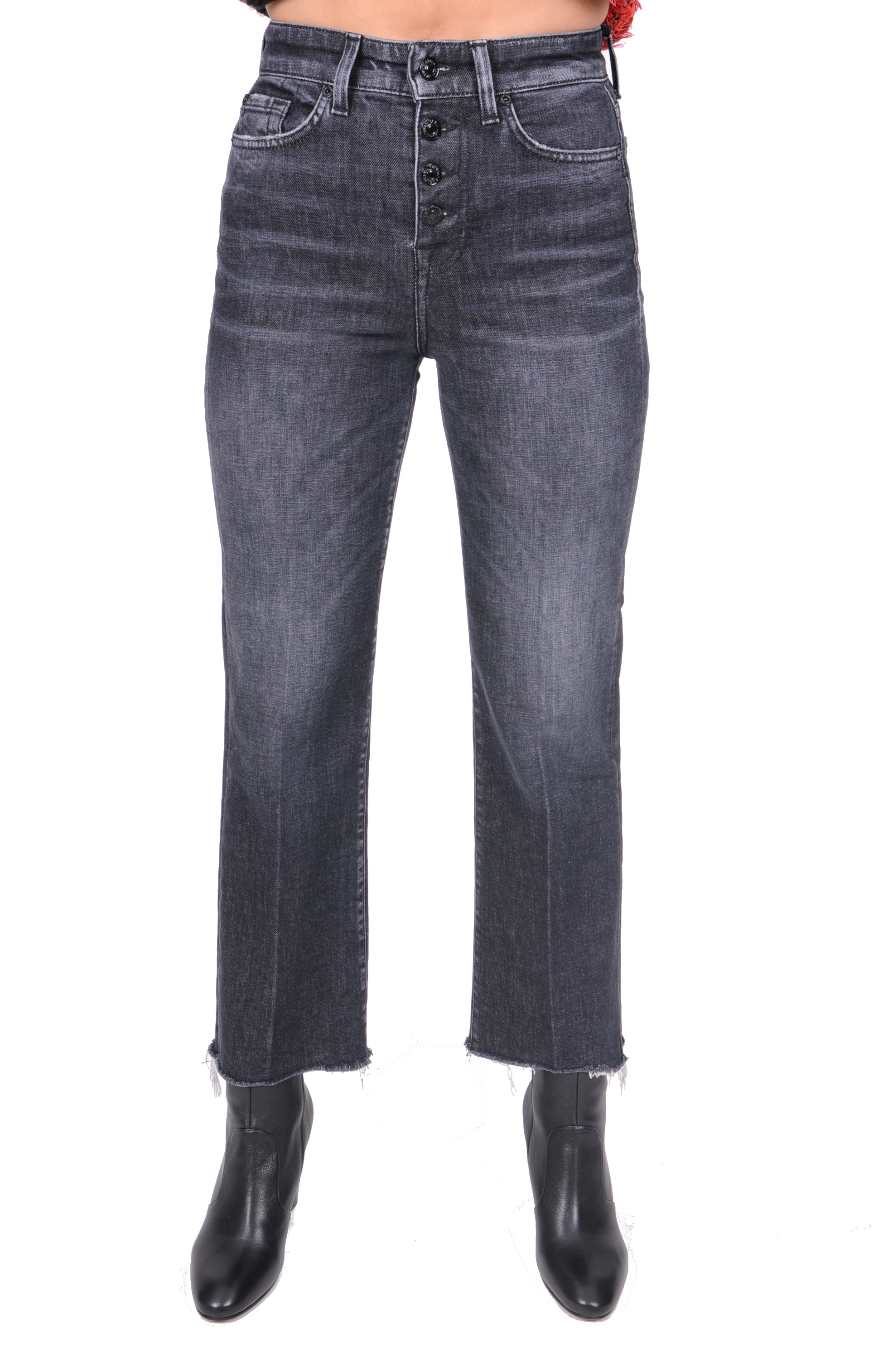 7 For All Mankind - Verkürzte Jeans mit ausgefranstem Saum