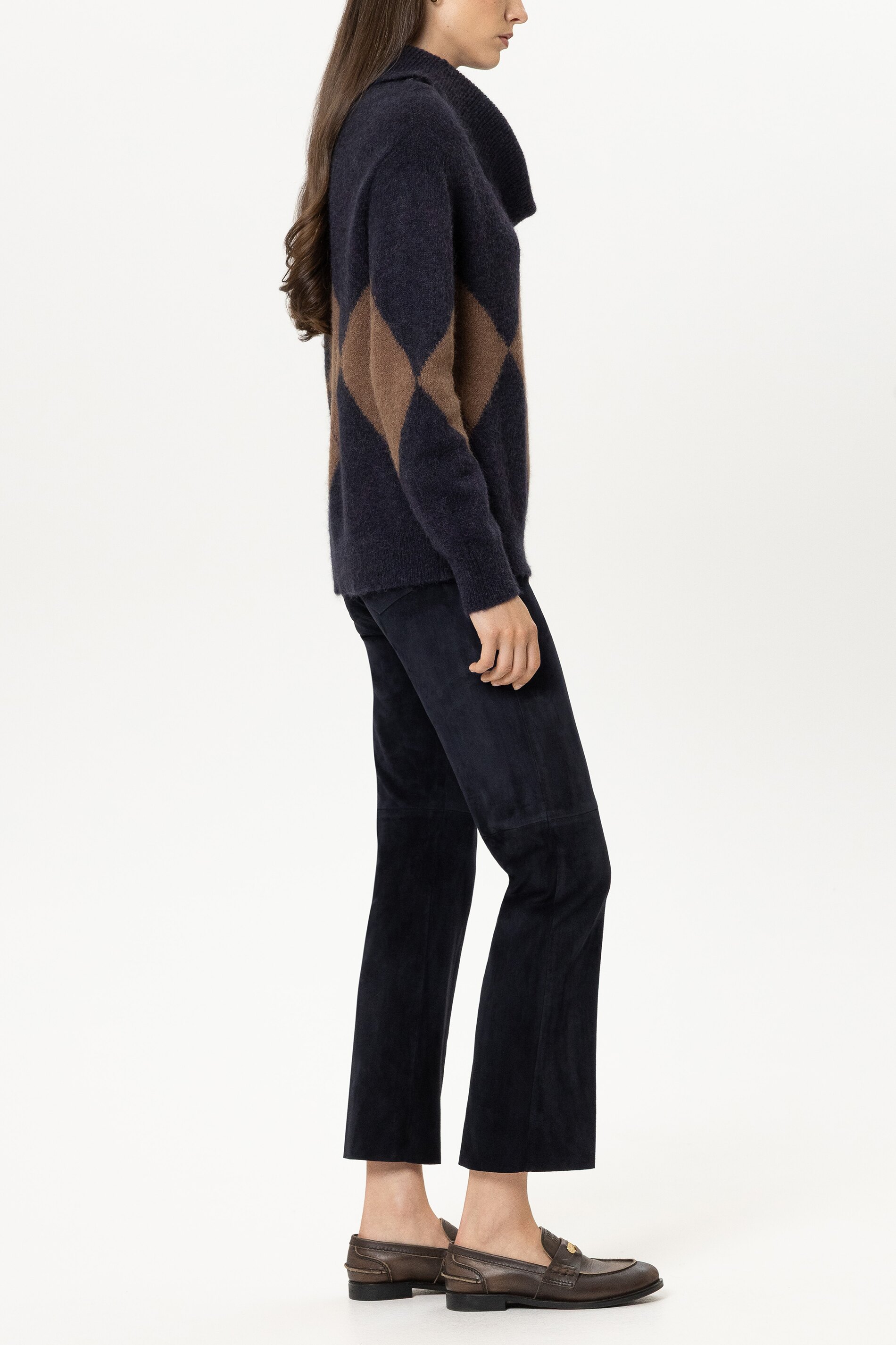 Luisa Cerano - Veloursleder-Straightleg-Pants