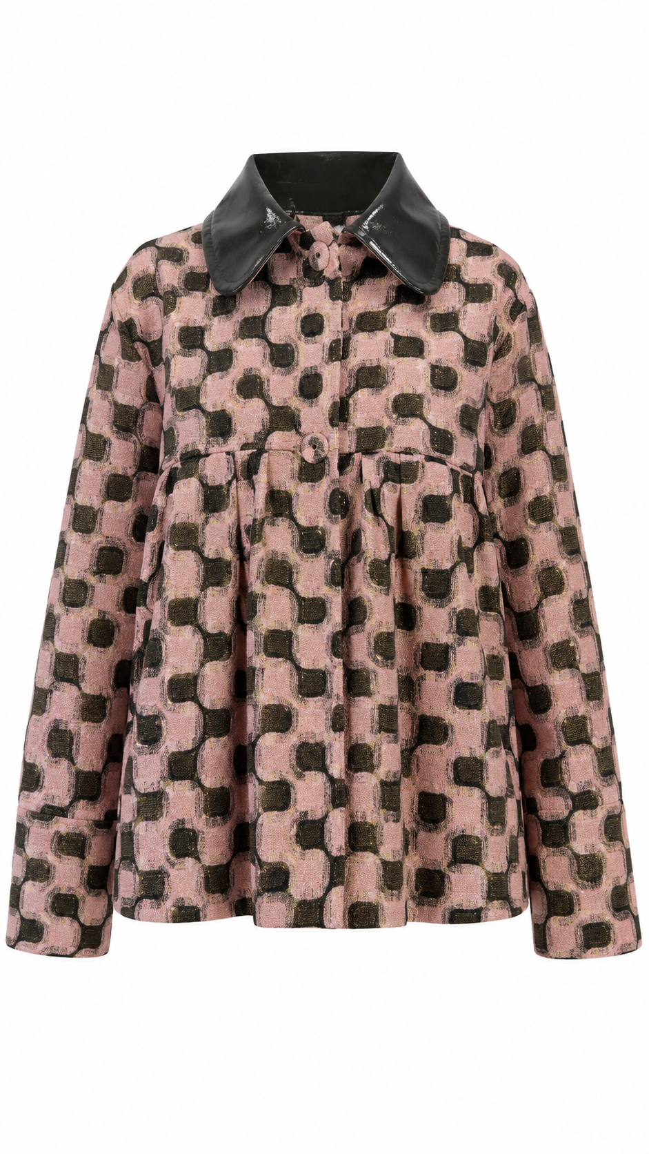 ODEEH -  Jacke mit Retro-Muster und Lackkragen