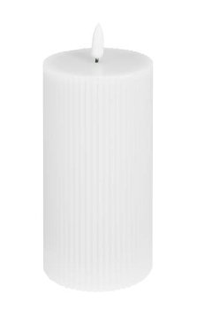 LED Kerze Flaca Rille weiss 7,5 Ø 15h