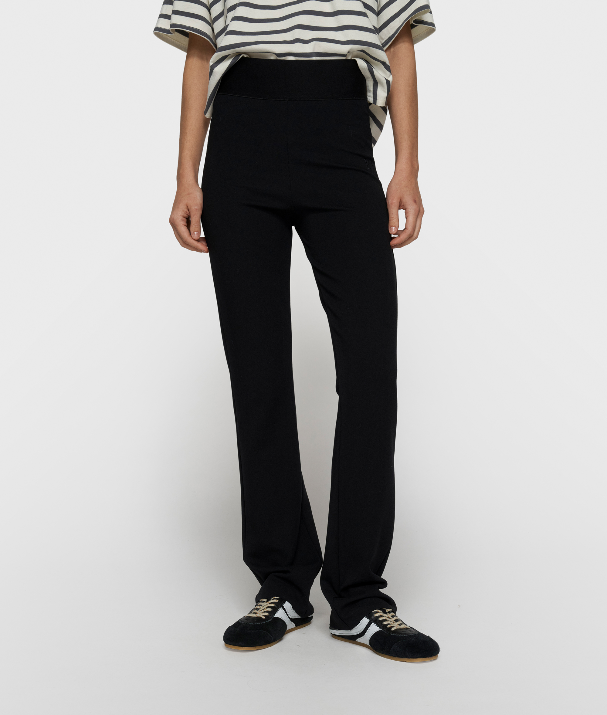 10 Days - Flare Punto Pants Schwarz High Waist