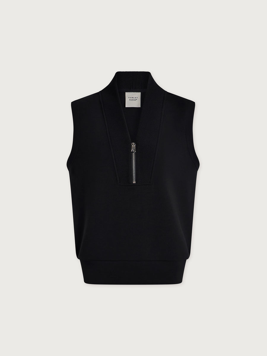 Varley - Sleeveless Half Zip Schwarz DoubleSoft® Modern Leisure