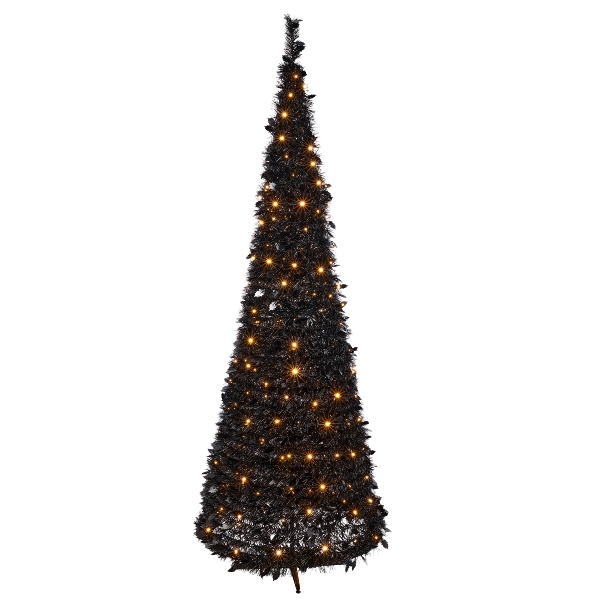 Pop-up-Deko-Baum Schwarz mit LED-Kerzen – 240 cm