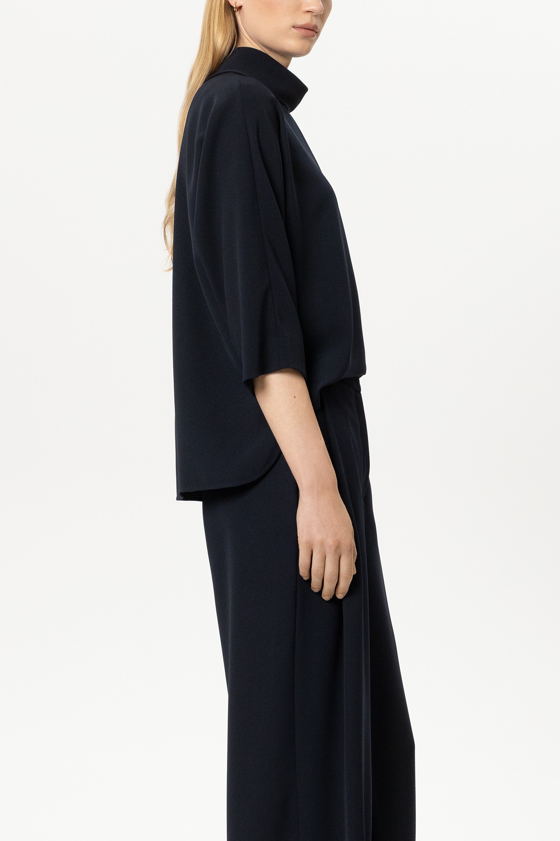 Luisa Cerano - Blusentop Winter Navy Techno-Crêpe
