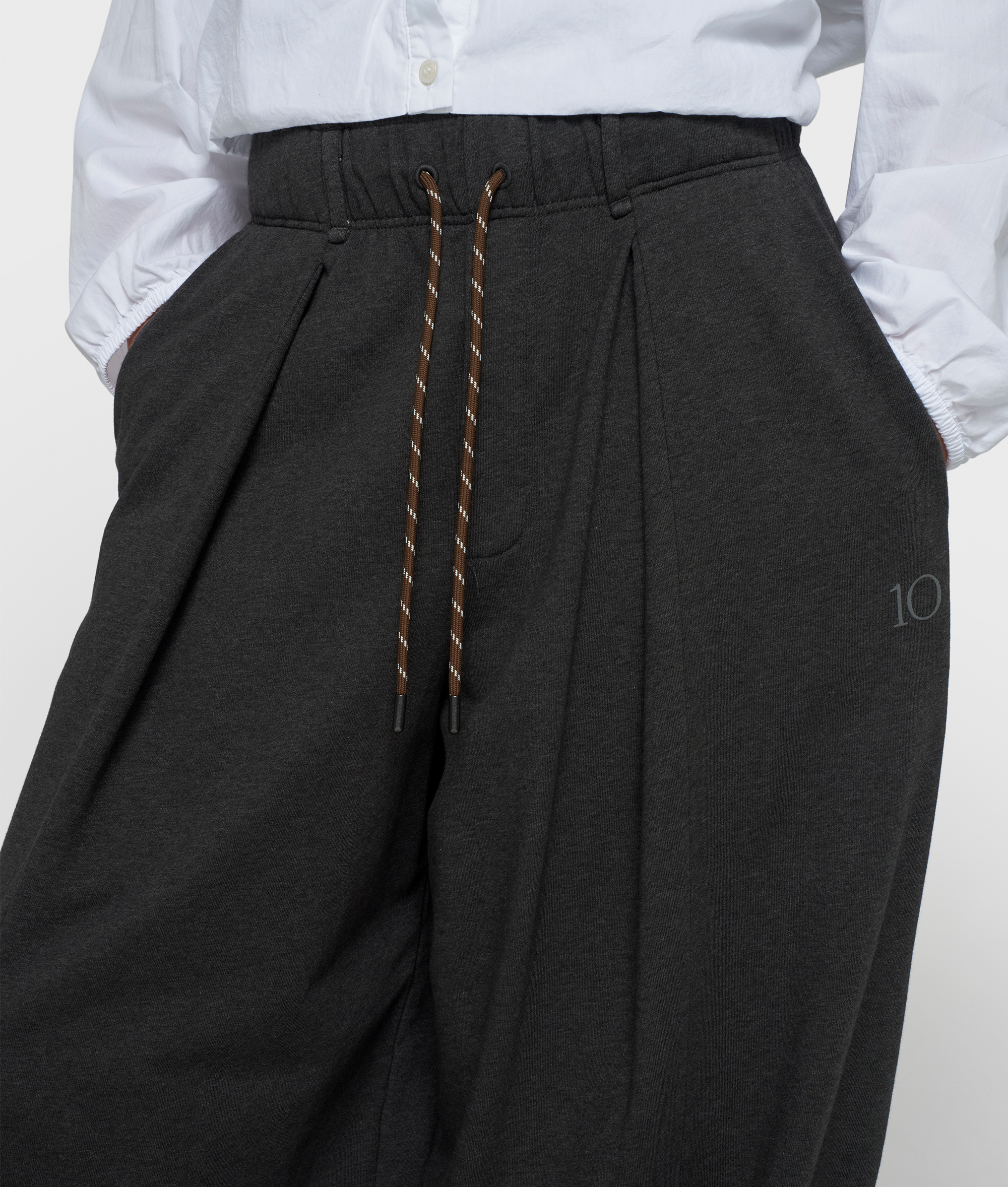 10DAYS - Oversize-Hose Anthrazit meliert aus Baumwoll-Fleece