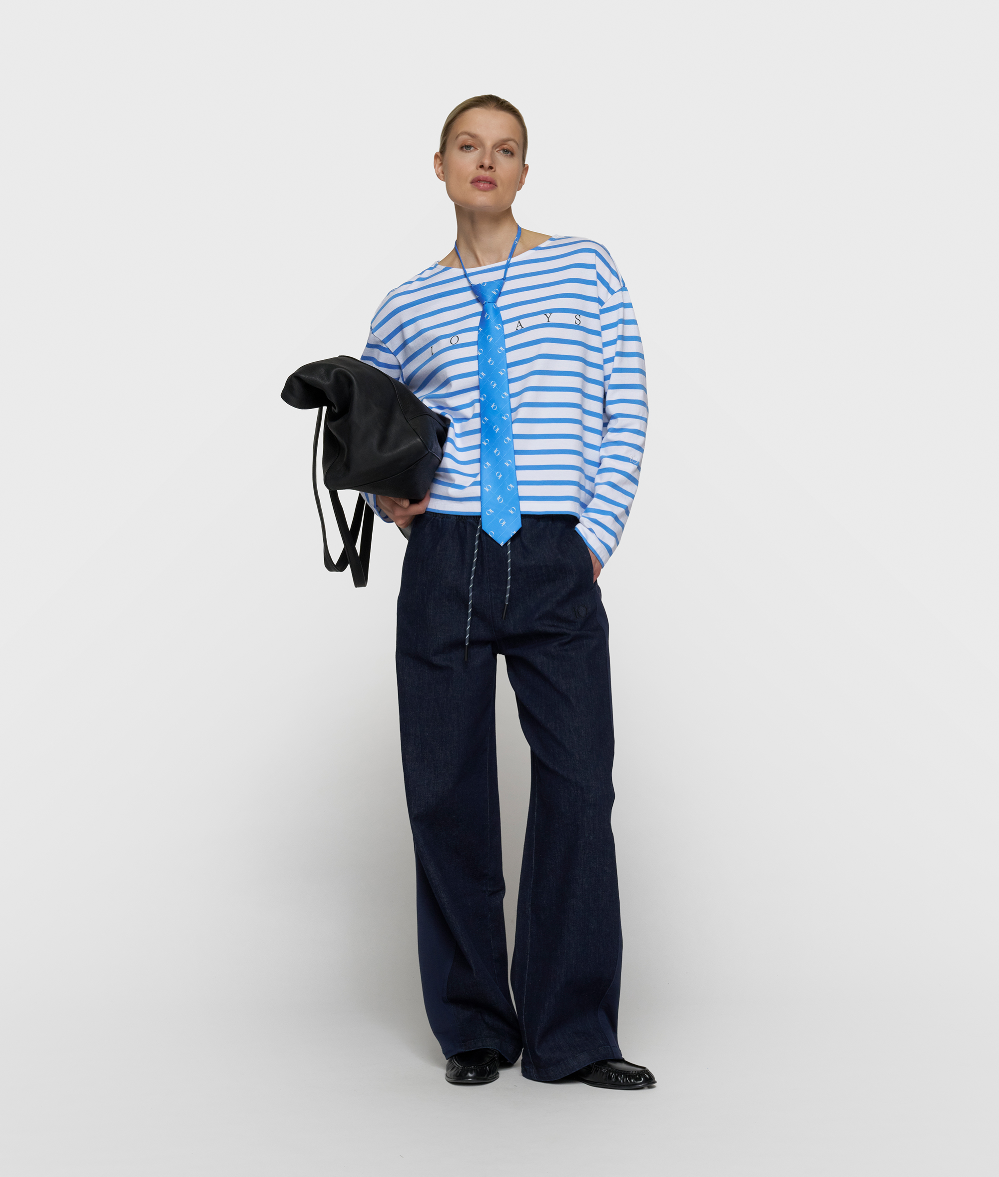 10 Days - Boat Neck Top White Ultramarine