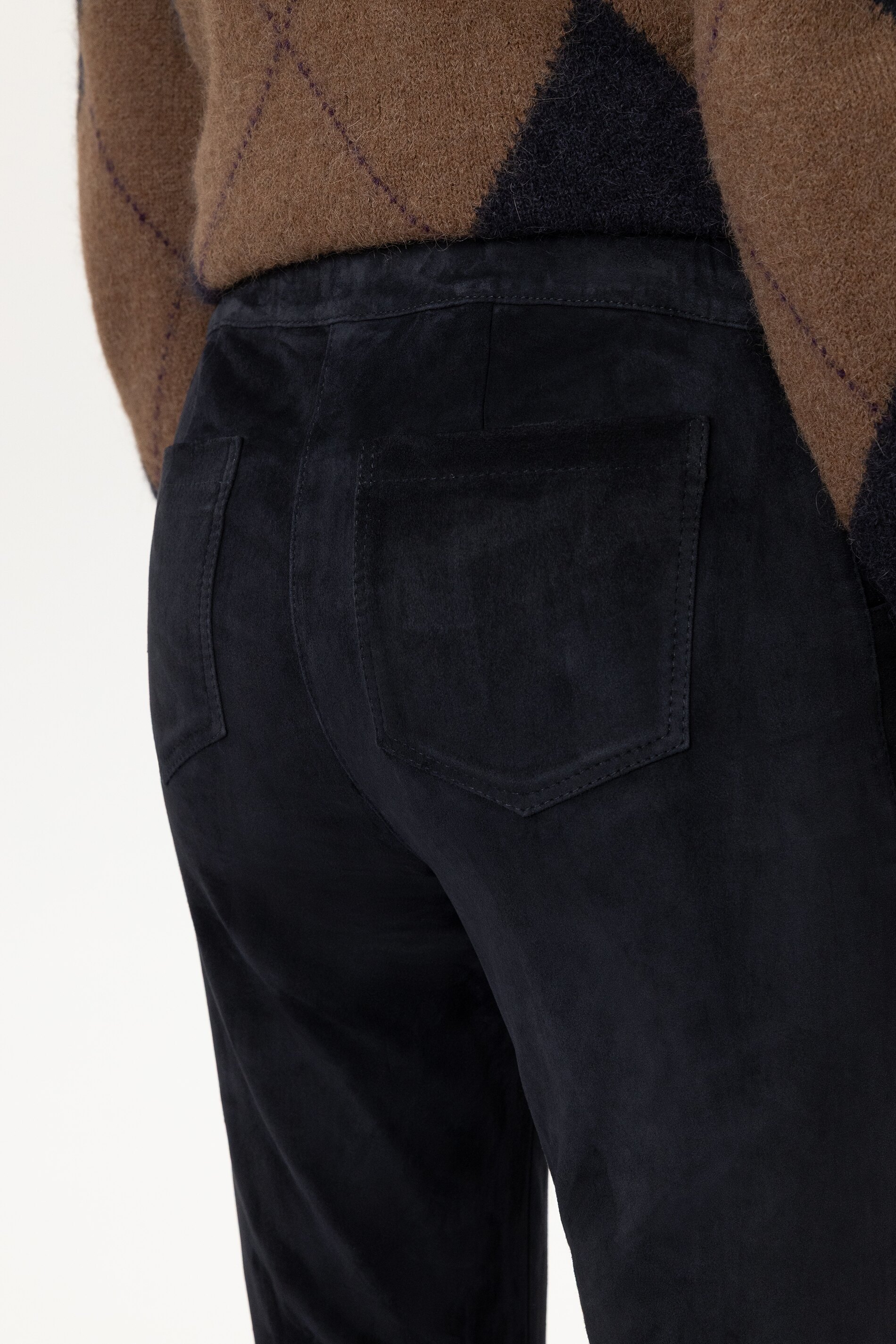 Luisa Cerano - Veloursleder-Straightleg-Pants