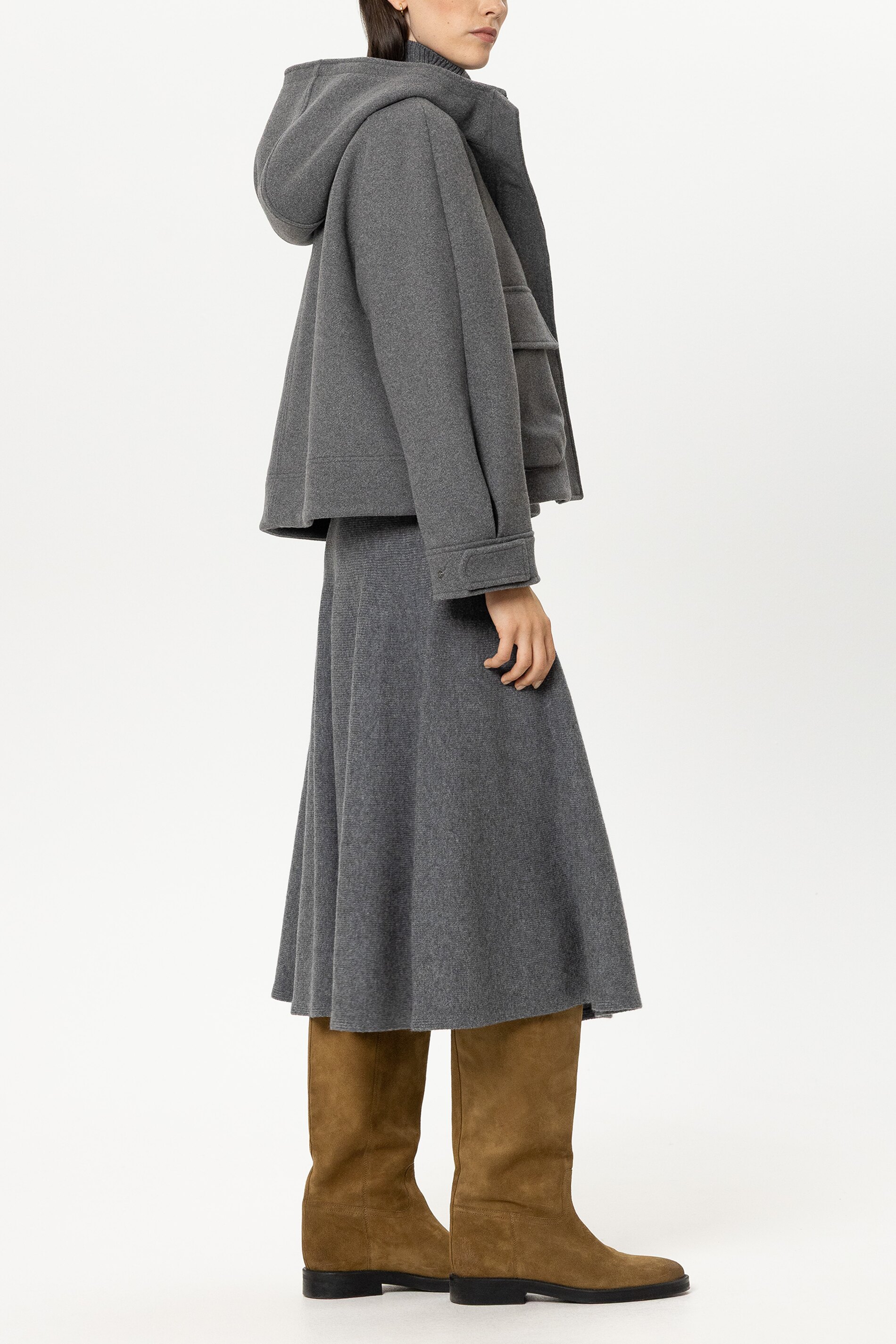 Luisa Cerano - Wolljacke Grau mit Kapuze