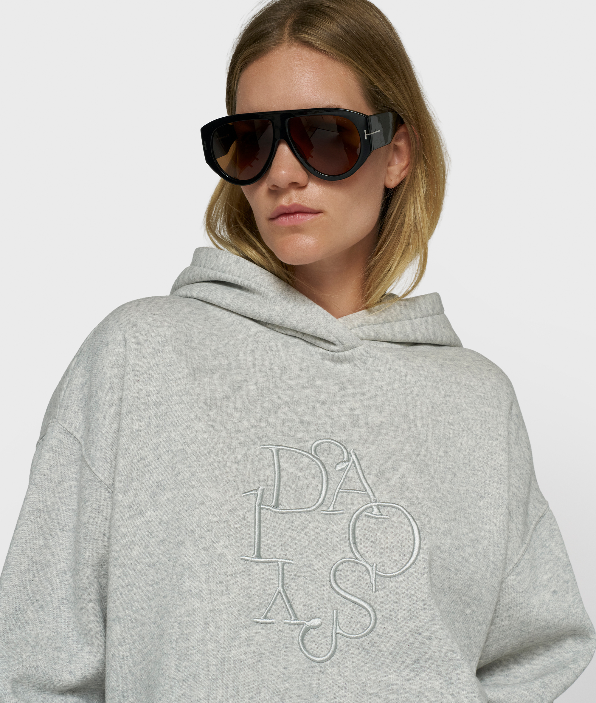 10DAYS - Statement Hoodie Curly 10 Grey Mélange