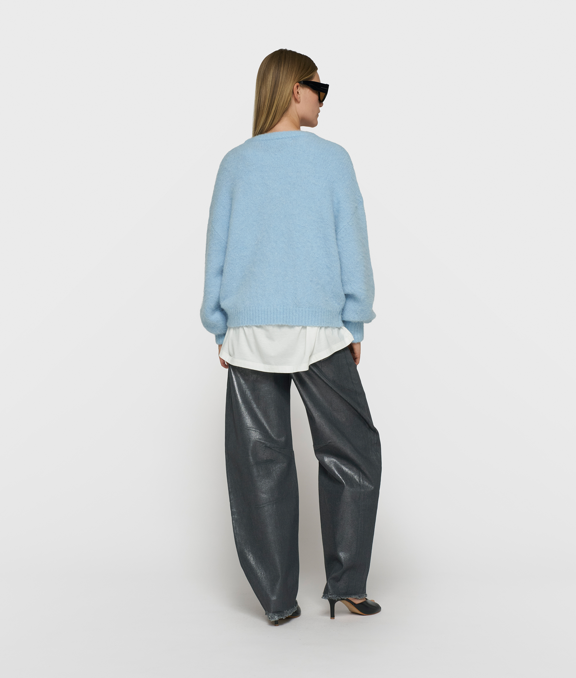 10DAYS - Strickjacke Hellblau aus Alpaka-Mix mit V-Ausschnitt