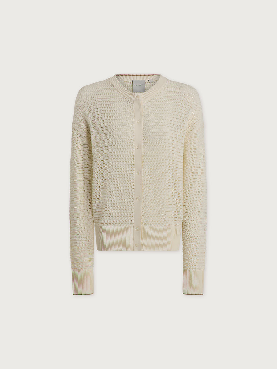 Varley - Cardigan Off White Strick Casual Chic Baumwolle Layering