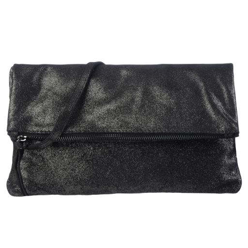 Bling Berlin - Velourleder Clutch Metallic-schwarz