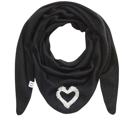 Pur Schoen - Dreieckstuch aus Kaschmir mit Herz – Black