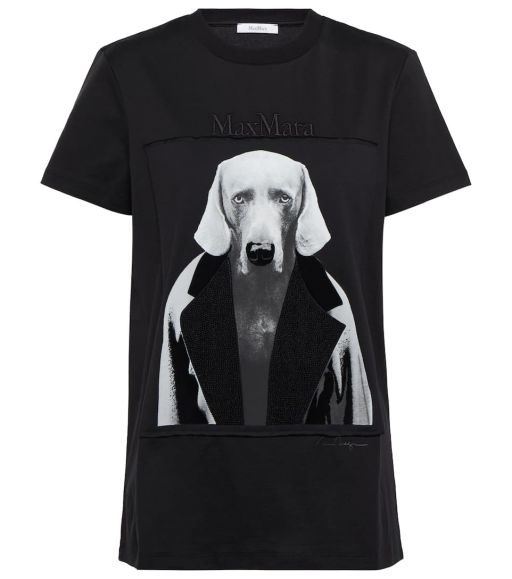 Max Mara - T-Shirt mit Hundemotiv schwarz