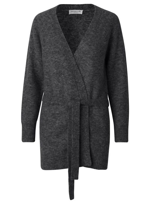 Rosemunde - Strickjacke anthrazit mit Bindegürtel